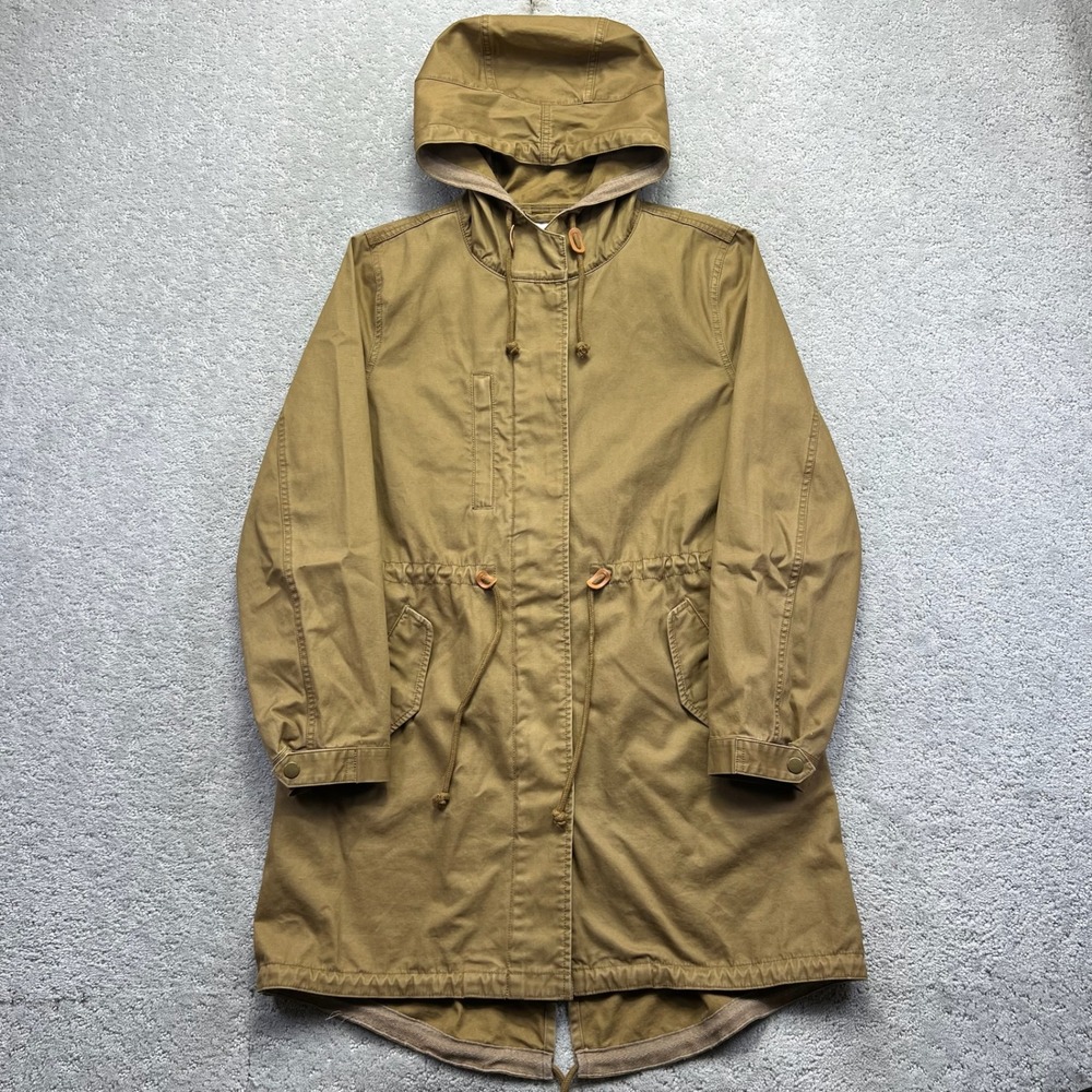 Madewell Field Parka Jacket Womens M Brown Tan Cotton Hooded Utility Drawstring